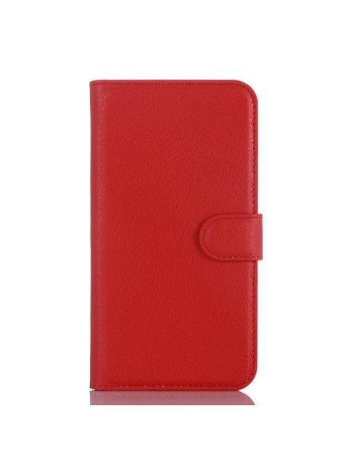 LG K10 Bőrtok Notesz Kártyatartóval Kitámasztható Funkcióval Piros