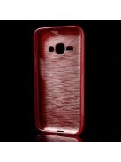 Samsung Galaxy J1 (2016) Szilikon Tok Szálcsiszolt Mintával Piros