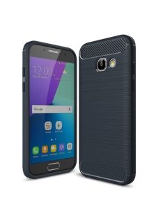   Samsung Galaxy A3 (2017) Karbon - Szálcsiszolt Mintás Szilikon Tok Ütésálló Kivitel Sötétkék