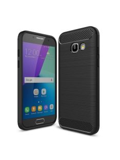   Samsung Galaxy A3 (2017) Karbon - Szálcsiszolt Mintás Szilikon Tok Ütésálló Kivitel Fekete