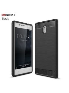 Nokia 3 Ütésálló Szilikon Tok Szálcsiszolt Fekete
