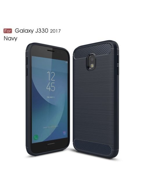 Samsung Galaxy J3 2017 (EU) Szilikon Tok Szálcsiszolt Ütésálló Sötétkék