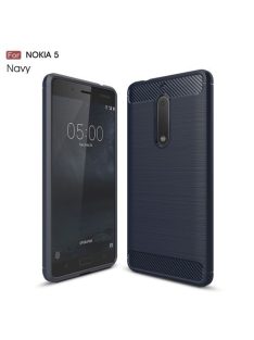   Nokia 5 Szilikon Tok Szálcsiszolt Ütésálló Tok Sötétkék