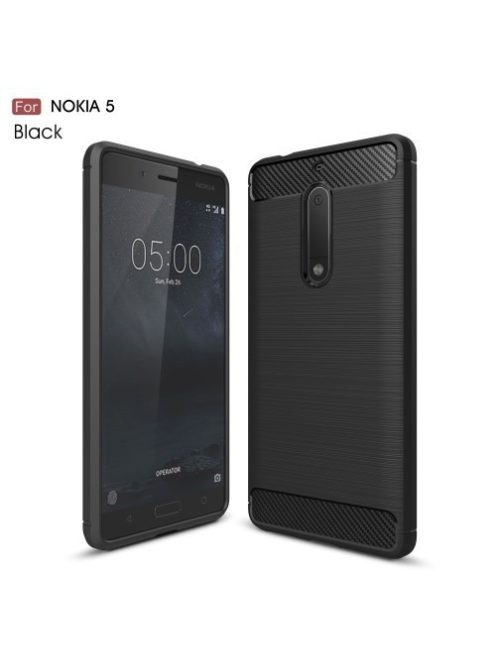 Nokia 5 Szilikon Tok Szálcsiszolt Ütésálló Tok Fekete