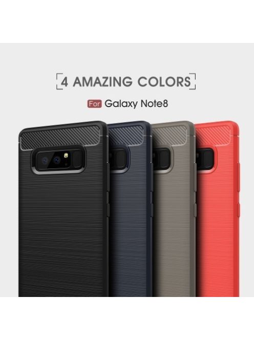 Samsung Galaxy Note 8 Szilikon Tok Szálcsiszolt Mintával Ütésállókivitel Szürke