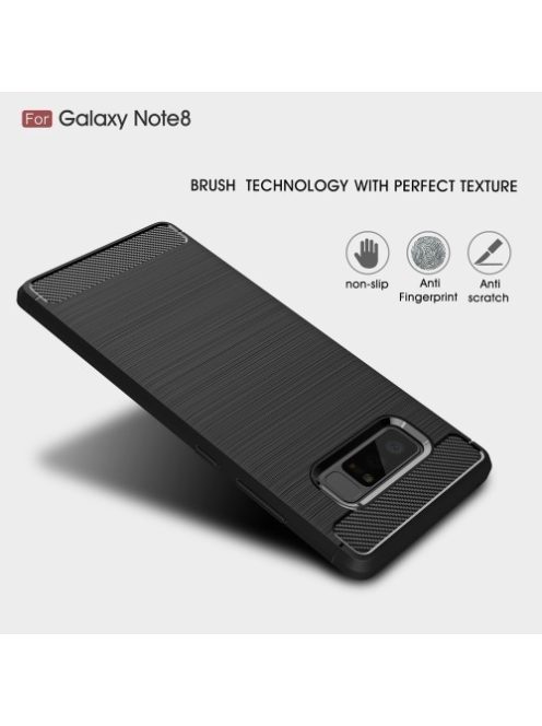 Samsung Galaxy Note 8 Szilikon Tok Szálcsiszolt Mintával Ütésállókivitel Fekete