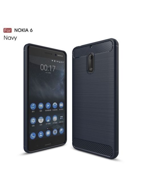 Nokia 6 Szilikon Tok Szálcsiszolt - Ütésállókivitel Sötétkék