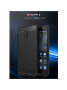 Nokia 6 Szilikon Tok Szálcsiszolt - Ütésállókivitel Fekete