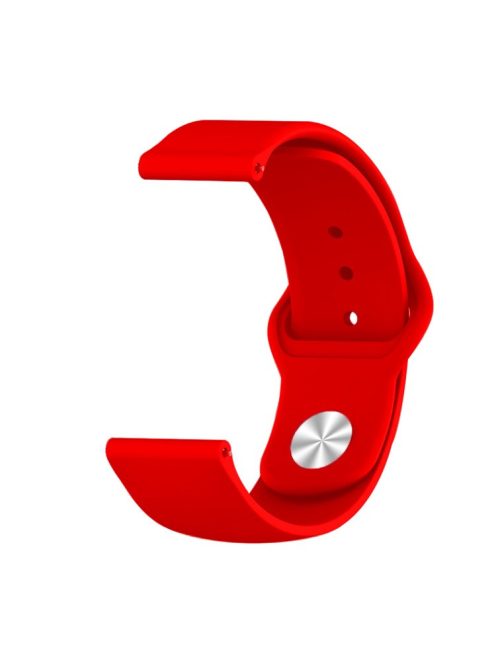 22mm Silicone Smart Watch Strap with Rivet Buckle Closure for Xiaomi Haylou Solar - Red