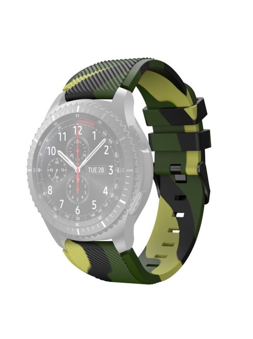 22mm Twill Wave Camouflage Silicone Watchband Strap Replacement Wrist Strap for Samsung Gear S3 Classic/S3 Frontier/Xiaomi Haylou RT LS05s/RS3 LS04 - Army Green