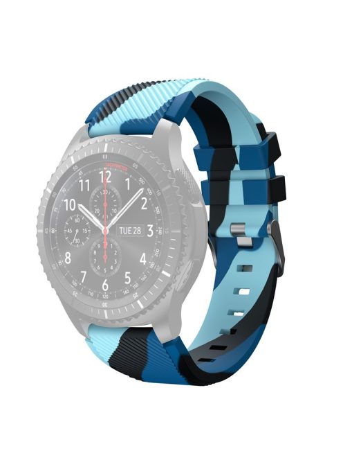 22mm Twill Wave Camouflage Silicone Watchband Strap Replacement Wrist Strap for Samsung Gear S3 Classic/S3 Frontier/Xiaomi Haylou RT LS05s/RS3 LS04 - Blue