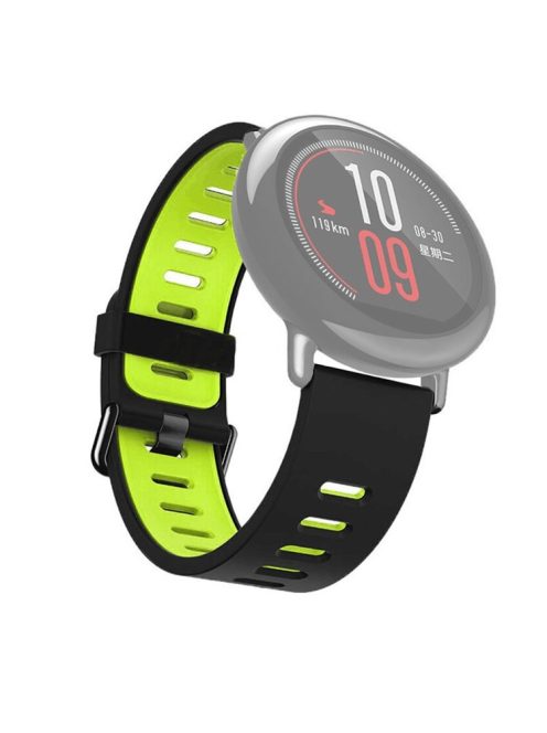 22mm Two-tone Soft Silicone Watch Band Strap for Xiaomi Huami Amazfit - Black / Green