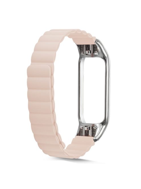 Adjustable Light Silicone Magnetic Suction Watch Strap Replacement Wristband for Xiaomi Mi Band 3/4 - Beige