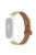 Adjustable Wrist Band for Xiaomi Mi Band 7 Top Layer Cowhide Replacement Strap with Double Rivet, Black Watch Case - Light Apricot