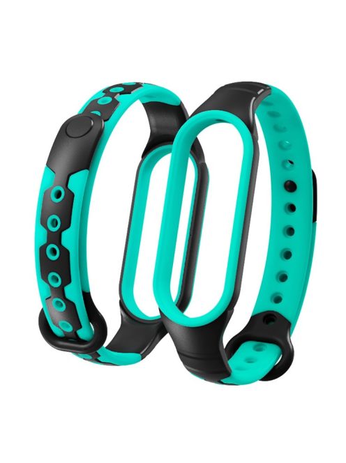 Bi-color Silicone Smart Watch Band Bracelet Wrist Strap Replacement for Xiaomi Mi Band 6 - Black/Green