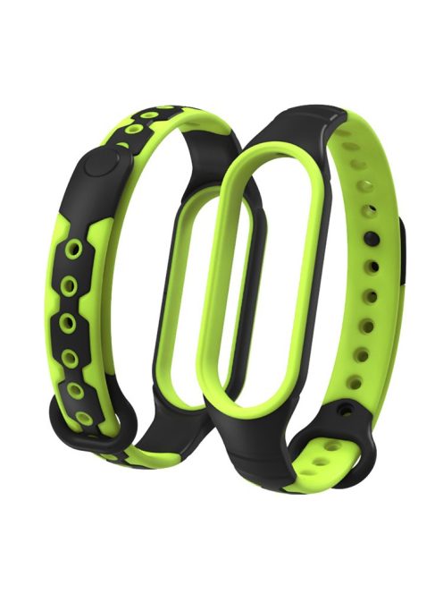 Bi-color Silicone Smart Watch Band Bracelet Wrist Strap Replacement for Xiaomi Mi Band 6 - Black/Lime