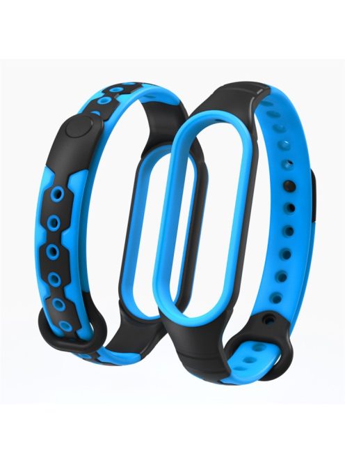 Bi-color Silicone Smart Watch Band Bracelet Wrist Strap Replacement for Xiaomi Mi Band 6 - Blue/Black