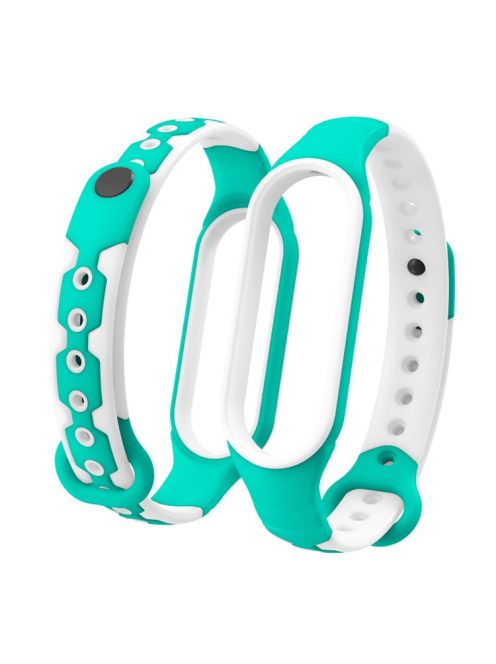 Bi-color Silicone Smart Watch Band Bracelet Wrist Strap Replacement for Xiaomi Mi Band 6 - Green/White