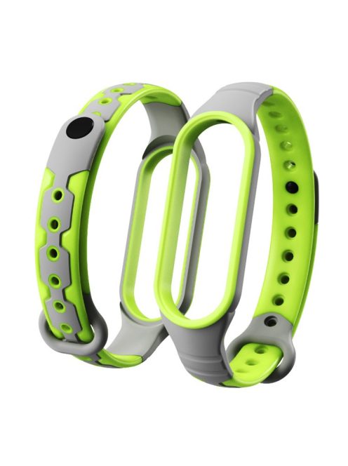 Bi-color Silicone Smart Watch Band Bracelet Wrist Strap Replacement for Xiaomi Mi Band 6 - Grey/Lime