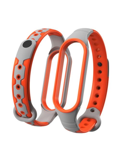 Bi-color Silicone Smart Watch Band Bracelet Wrist Strap Replacement for Xiaomi Mi Band 6 - Grey/Red