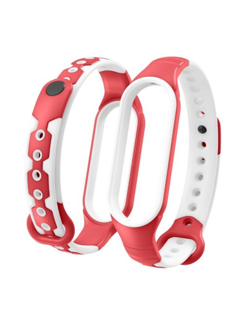 Bi-color Silicone Smart Watch Band Bracelet Wrist Strap Replacement for Xiaomi Mi Band 6 - White/Red