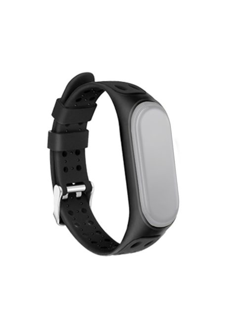 Bi-color Silicone Watch Band Replacement Strap for Xiaomi Mi Band 5/6/7 - Black