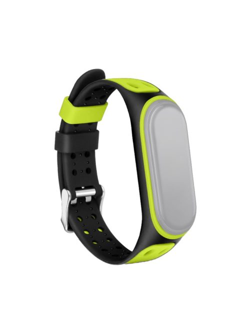 Bi-color Silicone Watch Band Replacement Strap for Xiaomi Mi Band 5/6/7 - Black/Green