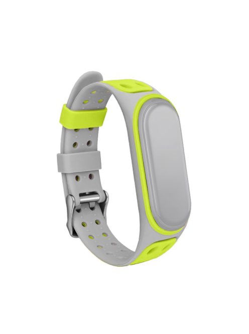 Bi-color Silicone Watch Band Replacement Strap for Xiaomi Mi Band 5/6/7 - Grey/Yellow