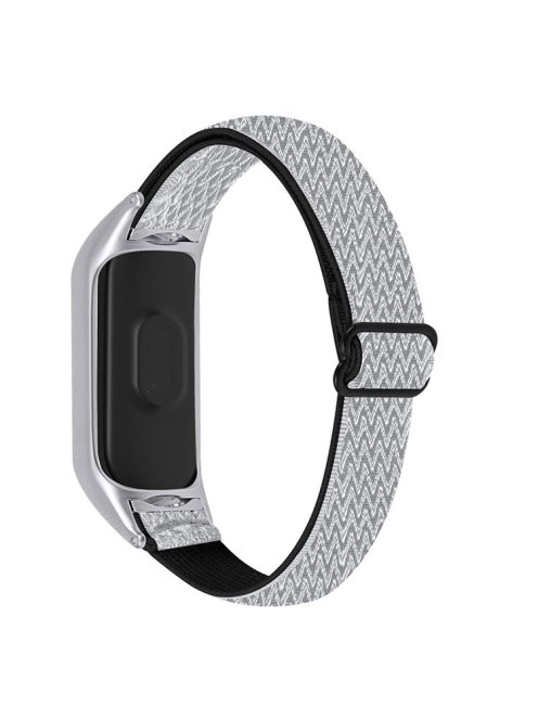 Braided Nylon Strap Watch Band Adjustable Elastic Solo Sports Loop Bracelet for Xiaomi Mi Band 4 / 3 - Black/White