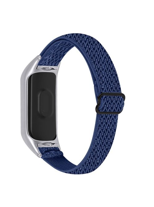 Braided Nylon Strap Watch Band Adjustable Elastic Solo Sports Loop Bracelet for Xiaomi Mi Band 4 / 3 - Midnight Blue