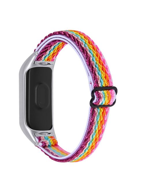 Braided Nylon Strap Watch Band Adjustable Elastic Solo Sports Loop Bracelet for Xiaomi Mi Band 4 / 3 - Rainbow