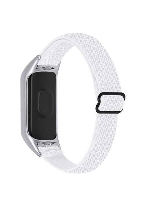 Braided Nylon Strap Watch Band Adjustable Elastic Solo Sports Loop Bracelet for Xiaomi Mi Band 4 / 3 - White