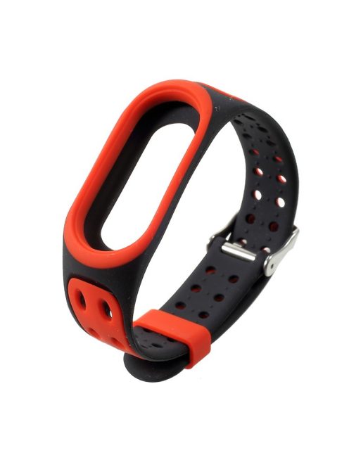 Breathable Bi-color Silicone Watch Band for Xiaomi Mi Smart Band 4 / Mi Band 3 - Red / Black