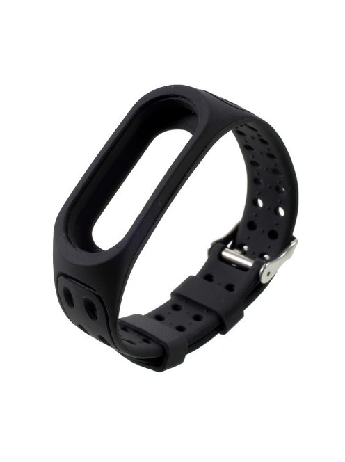 Breathable Bi-color Silicone Watch Strap for Xiaomi Mi Smart Band 4 / Mi Band 3 - All Black