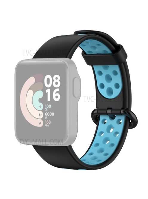 Dual-Color Hollow Silicone Watchband Strap Replacement for Xiaomi Redmi Watch 2 - Black/Blue