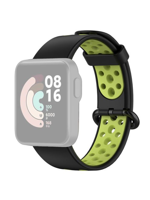 Dual-Color Hollow Silicone Watchband Strap Replacement for Xiaomi Redmi Watch 2 - Black/Green