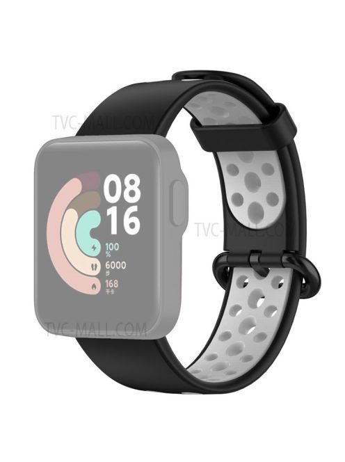 Dual-Color Hollow Silicone Watchband Strap Replacement for Xiaomi Redmi Watch 2 - Black/Grey