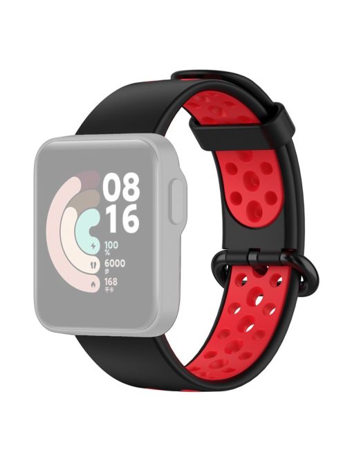 Dual-Color Hollow Silicone Watchband Strap Replacement for Xiaomi Redmi Watch 2 - Black/Red