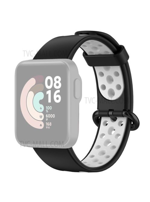 Dual-Color Hollow Silicone Watchband Strap Replacement for Xiaomi Redmi Watch 2 - Black/White