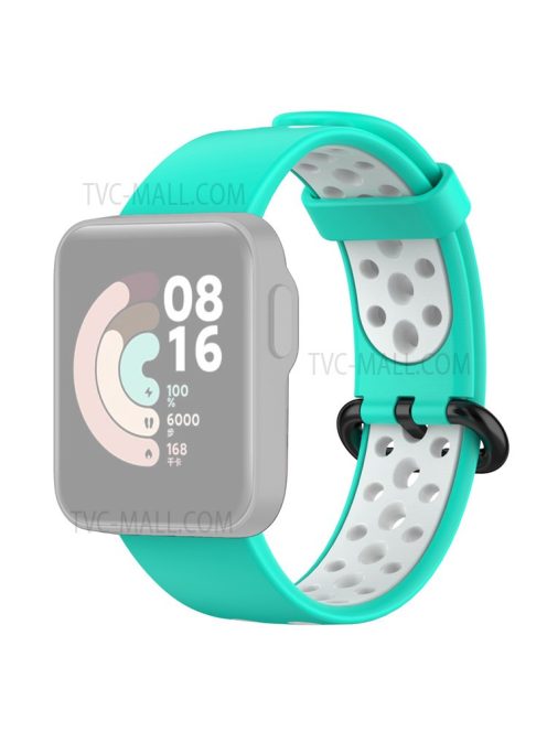 Dual-Color Hollow Silicone Watchband Strap Replacement for Xiaomi Redmi Watch 2 - Cyan/White