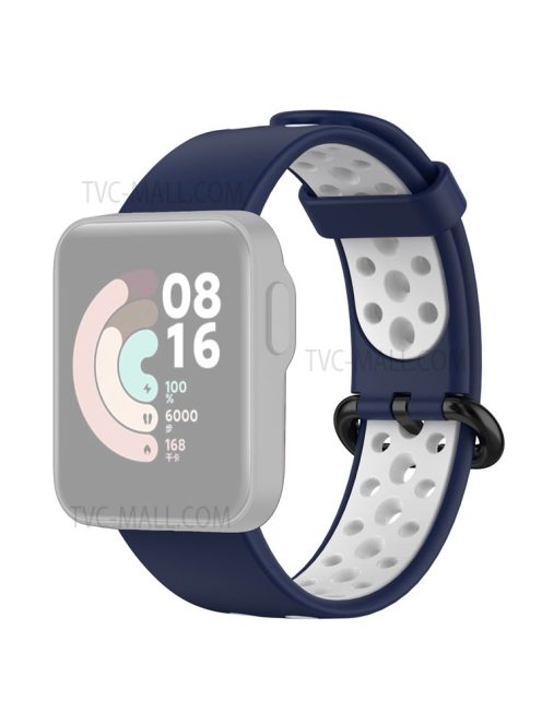 Dual-Color Hollow Silicone Watchband Strap Replacement for Xiaomi Redmi Watch 2 - Dark Blue/White