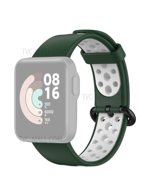 Dual-Color Hollow Silicone Watchband Strap Replacement for Xiaomi Redmi Watch 2 - Green/White