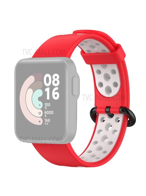 Dual-Color Hollow Silicone Watchband Strap Replacement for Xiaomi Redmi Watch 2 - Red/White