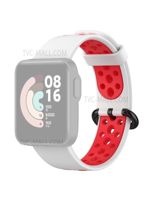 Dual-Color Hollow Silicone Watchband Strap Replacement for Xiaomi Redmi Watch 2 - White/Red