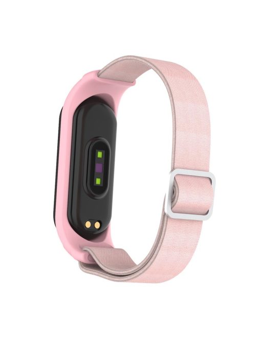 Elastic Nylon Smart Watch Strap Replacement Watchband for Xiaomi Mi Band 3/4/5/6 - Light Pink