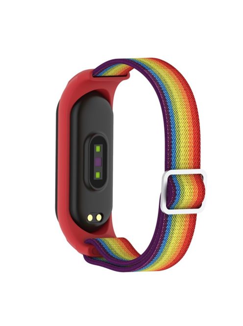 Elastic Nylon Smart Watch Strap Replacement Watchband for Xiaomi Mi Band 3/4/5/6 - Rainbow