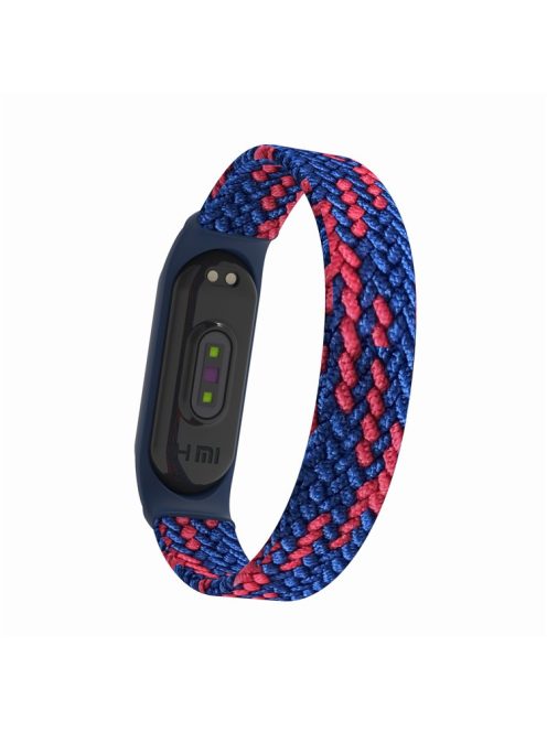 Elastic Nylon Watch Band Replacement Watch Strap (Size: L) for Xiaomi Mi Band 3/4/5 - Blue/Red