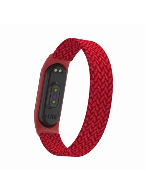 Elastic Nylon Watch Band Replacement Watch Strap (Size: L) for Xiaomi Mi Band 3/4/5 - Red