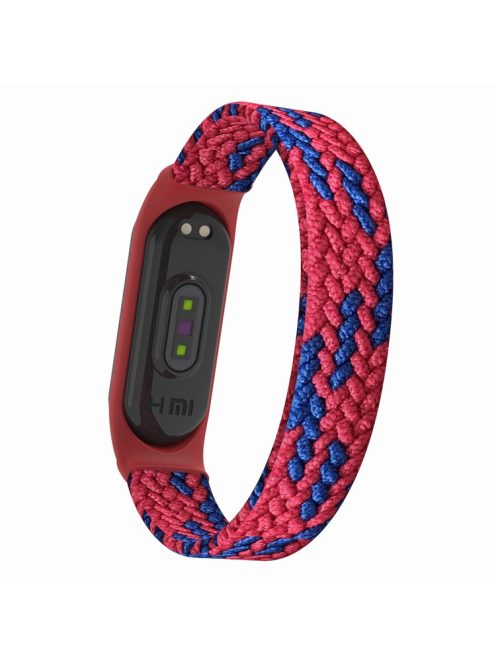 Elastic Nylon Watch Band Replacement Watch Strap (Size: L) for Xiaomi Mi Band 3/4/5 - Red/Blue