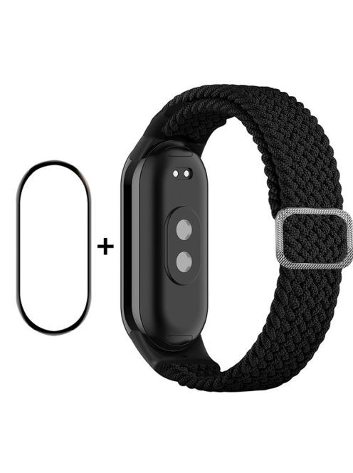 ENKAY HAT-PRINCE For Xiaomi Mi Band 9 NFC / Mi Band 9 / Smart Band 8 NFC / Smart Band 8 Watch Band Nylon Strap with PMMA Film - Black